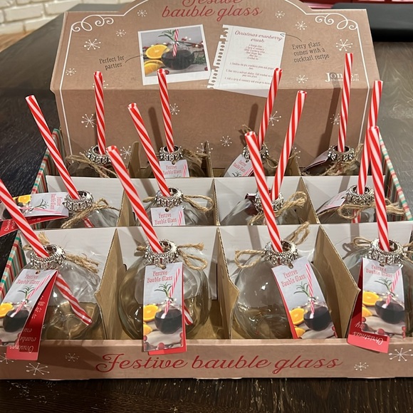 Festive Bauble Glass Drink ware SET OF 2 - Picture 10 of 10